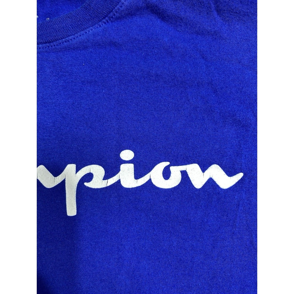 Champion Logo T Shirt Men's Small Blue Graphic Crew Neck Short Sleeve Tee - Picture 8 of 11